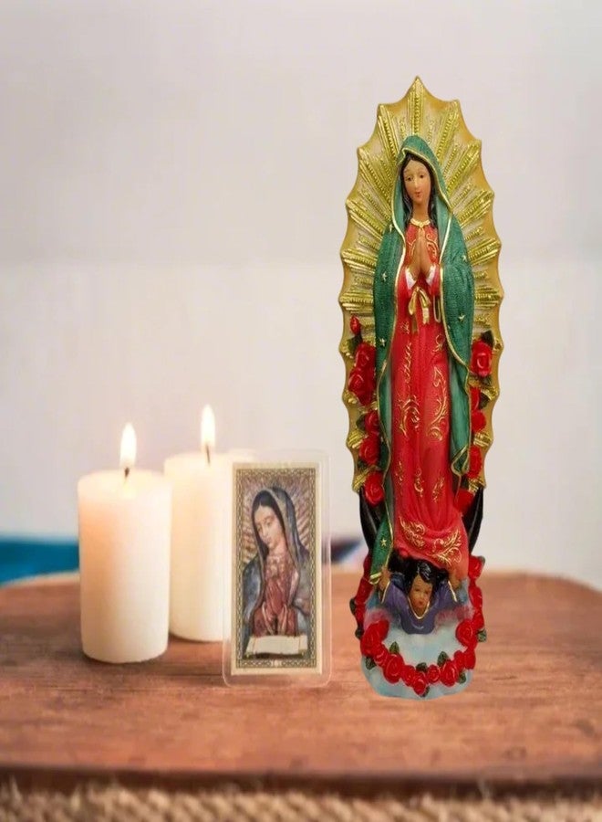 PSYHILAR 10 Inch Virgen de Guadalupe Statues, Our Lady of Guadalupe Virgin Mary Statue, Large Virgencita Maria Estatua Resin Figurine - Image 5